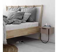 Fwstyle Modern 1 Door Bedside Table Cabinet Mocha Grey Wall Mounted Design