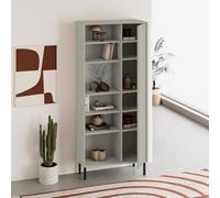 Fwstyle Modern 5 Tier Curved Ash Green Bookshelf Storage Unit