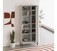 Fwstyle Modern 5 Tier Curved Ash Green Bookshelf Storage Unit Green