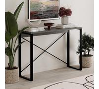 FWStyle Modern Console Table Retro Grey Hallway Furniture Black Metal Frame