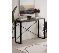 Modern Console Table Retro Grey Hallway Furniture Black Metal Frame FWStyle Grey One Size