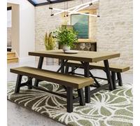 FWSTYLE Modern Industrial Driftwood Pine 1.6M Dining Table