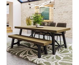 FWSTYLE Modern Industrial Driftwood Solid Pine 2M Dining Table