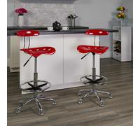 FWStyle Modern Red Tractor Seat Drafting Stool Adjustable Bar Chair FWStyle Red