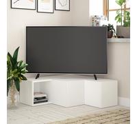 FWStyle Modern Scratch Resistant Design 2 Drawer Corner TV Unit Painted White