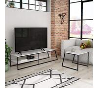 Fwstyle Modular Tv Unit Sofa Table Set Modern Design Black Metal Painted White