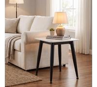 Fwstyle Monaco Sintered Stone White Sofa End Lamp Table Scratch Resistant