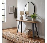 Fwstyle Nassau Wave Edge Console Table Oak Effect Black Metal Frame