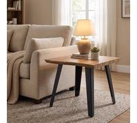 FWStyle Nassau Wave Edge Lamp Side End Table Oak Effect Black Metal Frame in Brown FWStyle Brown