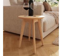 Fwstyle Natural Ash Wooden Round Wine Side Table