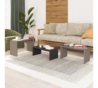 FWStyle Nest Of 3 Tables Scratch Resistant Living Room Anthracite & Mocha Grey