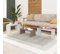 FWStyle Nest Of 3 Tables White Oak & Mocha Grey Scratch Resistant Living Room