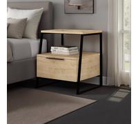 Fwstyle Oak 1 Door Bedside Table Nightstand Black Metal In Brown Brown One Size