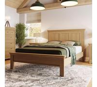 FWSTYLE Oak Bed Frame Uk Double 4Ft6 Low Natural Oak Finish