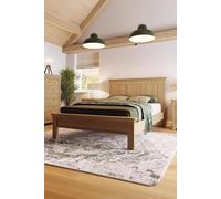 Solid Oak Bed Frame UK Double 4FT6 Low Natural Oak Finish FWStyle Brown King