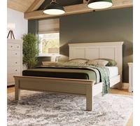 FWSTYLE Oak Bed Frame Uk Double 4Ft6 Low Putty Painted Finish