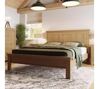 FWSTYLE Oak Bed Frame Uk King Size 5Ft Low Natural Oak Finish