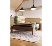 FWStyle Oak Bed Frame UK King Size 5FT Low Natural Oak Finish in Brown FWStyle Brown King