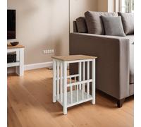 Fwstyle Oak Cream Linen Magazine Rack Ready Assembled