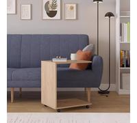 Fwstyle Oak Effect Mobile Sofa End Laptop Table In Brown Brown