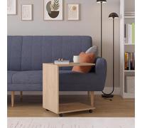 FWStyle Oak Effect Mobile Sofa End Laptop Table in Brown FWStyle Brown