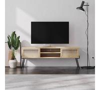 Fwstyle Oak Effect Tv Unit/stand Push To Open Wide Design In Brown Brown