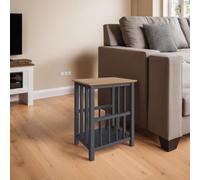Fwstyle Oak Graphite Blue Magazine Rack Ready Assembled