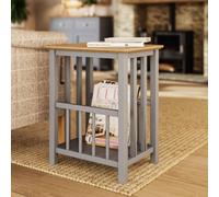 FWSTYLE Oak Magazine Rack Table Grey Ready Assembled