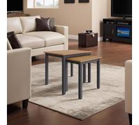 Fwstyle Oak Nest Of 2 Graphite Blue Tables Ready Assembled