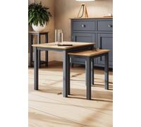 Fwstyle Oak Nest Of 2 Tables Graphite Blue Ready Assembled In Dark Blue Dark Blue One Size