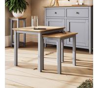 FWSTYLE Oak Nest Of 2 Tables Grey Ready Assembled
