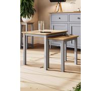 Solid Oak Nest Of 2 Tables Grey Ready Assembled FWStyle Grey One Size