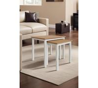 FWStyle Oak Nest Of 2 Tables Linen Painted Finish in White FWStyle White