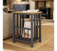Solid Oak Magazine Rack Table Graphite Blue Ready Assembled FWStyle Dark Blue One Size