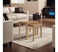 Fwstyle Oak Veneer Nest Of 2 Natural Tables Ready Assembled