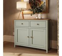 FWSTYLE Oak Veneer Sideboard Sage Green 2 Doors 2 Drawers Storage Cabinet