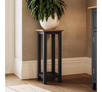 FWSTYLE Oak Veneer Tall Side Table Graphite Blue Ready Assembled