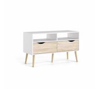 Fwstyle Oslo 2 Drawer White Oak Modern Tv Cabinet Stand