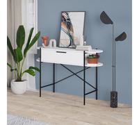 Fwstyle Otis 1 Drawer 2 Shelf White Hallway Console Table (H) 86.2 (W) 130 (D) 41.2Cm