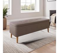 Fwstyle Padded Ottoman Storage Seat Grey Upholstered Finish