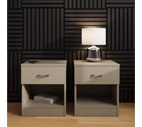 Fwstyle Pair Of 1 Drawer Open Shelf Putty Nightstands