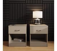 FWStyle Pair Of 1 Drawer Open Shelf Putty Nightstands in Beige FWStyle Beige