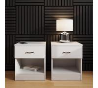 Fwstyle Pair Of 1 Drawer Open Shelf White Nightstands