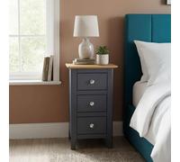 Fwstyle Pair Of 2 Ready Assembled Taberno 3 Drawer Bedside Chest Of Drawers Nightstands Graphite Blue (H) 58 (W) 34 (D) 35Cm