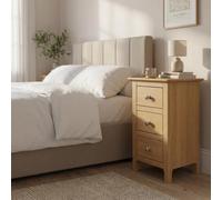 Fwstyle Pair Of 2 Ready Assembled Taberno 3 Drawer Bedside Chest Of Drawers Nightstands Natural Oak (H) 58 (W) 34 (D) 35Cm