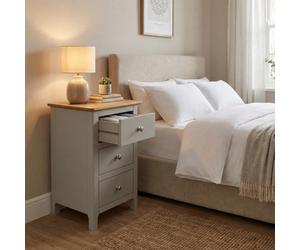 Fwstyle Pair Of 2 Ready Assembled Taberno 3 Drawer Bedside Chest Of Drawers Nightstands Sage Green (H) 58 (W) 34 (D) 35Cm