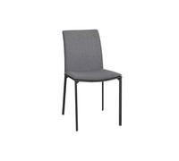Assembled Pair of Dining Chairs Fabric with Padded Seat Metal Legs - Grey