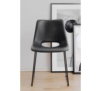 Pair Of Faux Leather Black Dining Chairs With Black Metal Frame Legs FWStyle Black One Size