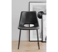 Pair Of Faux Leather Black Dining Chairs With Black Metal Frame Legs FWStyle Black One Size