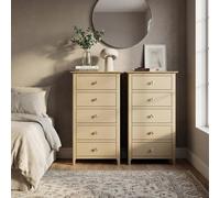 Fwstyle Pair Of Putty Palma 5 Drawer Chest Of Drawers Ready Assembled